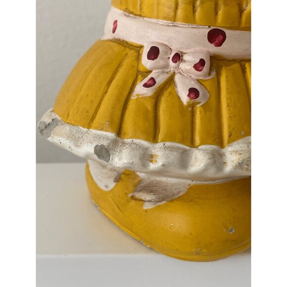 Vintage Girl Holding Flower COIN BANK Japan Ceramic Chalkware 1960's Decor AS IS - Picture 14 of 16